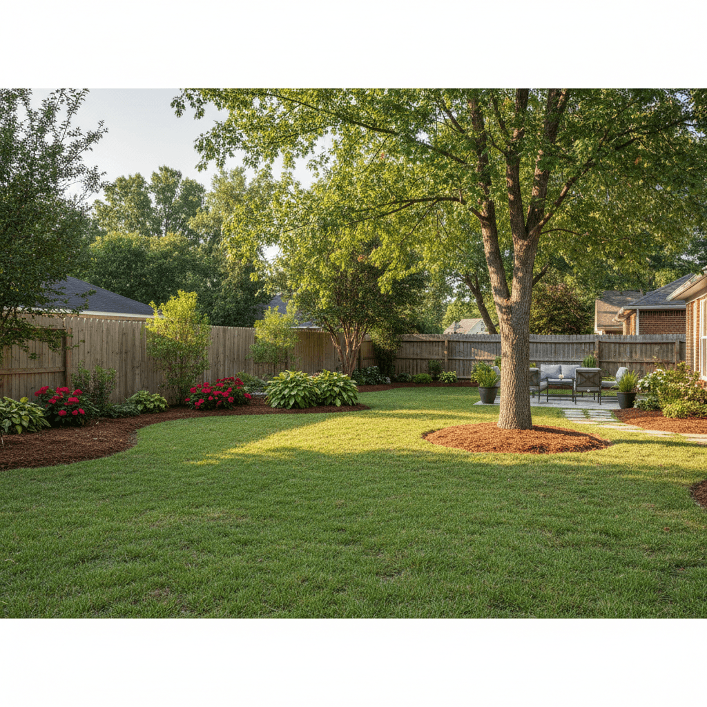 Clean residential yard after tree work with no debris left behind
