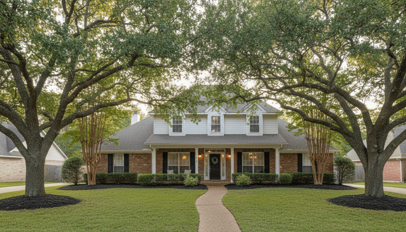 Neatly shaped tree canopy in a residential yard